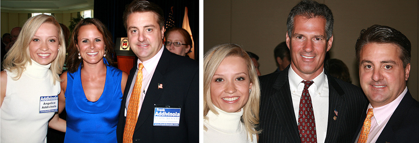 Left: Frank Addivinola with Jennifer Nassour - chairman of Mass. GOP | Right: Frank Addivinola with Sen. Scott Brown