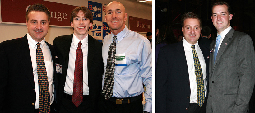 Left: Frank Addivinola with Joshua Levy (State Rep. candidate) & Paul Carruccio (candidate for Governor's Counsil - 6th District) | Right: Frank Addivinola with Patrick Brennan - State Rep. candidate