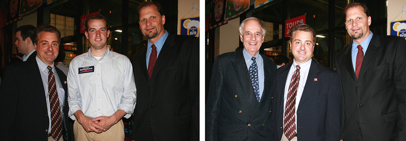 Left: Frank Addivinola with Patrick Brennan and Sen. Hedlund | Right: Frank Addivinola with Sen. Hedlund and a guest at Sen. Hedlund's Birthday party