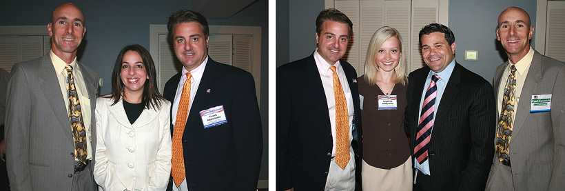 Left: Frank Addivinola with Paul Carruccio (candidate for Governor's Counsil) & Monica Medeiros (State Rep. candidate) | Right: Frank Addivinola with Craig Spadafora (State Senate candidate) and Paul Carruccio (candidate for Governor's Counsil)
