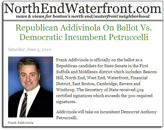 Frank Addivinola Republican for State Senate