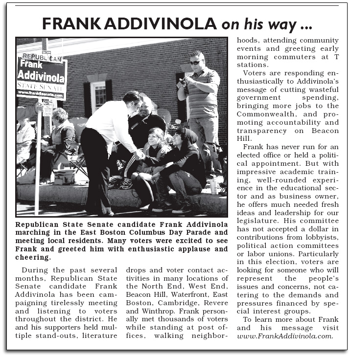 Frank Addivinola campaigning in East Boston