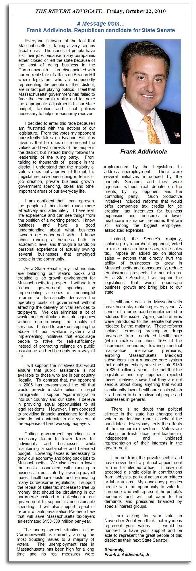 Revere Advocate - October 22, 2010